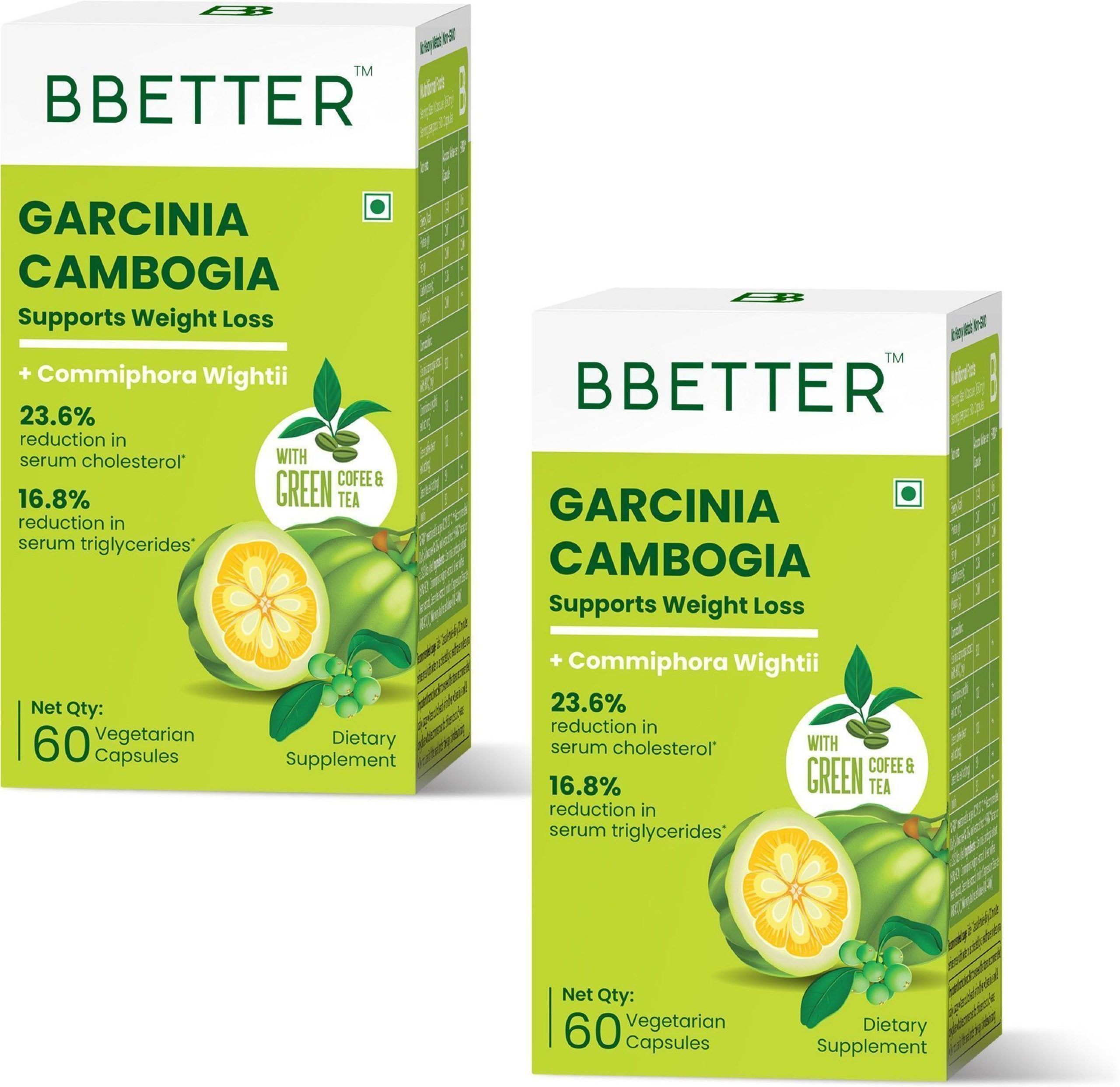 BBETTER Garcinia with Green Coffee and Green Tea Capsules 60 – Ayurvedic Herb
