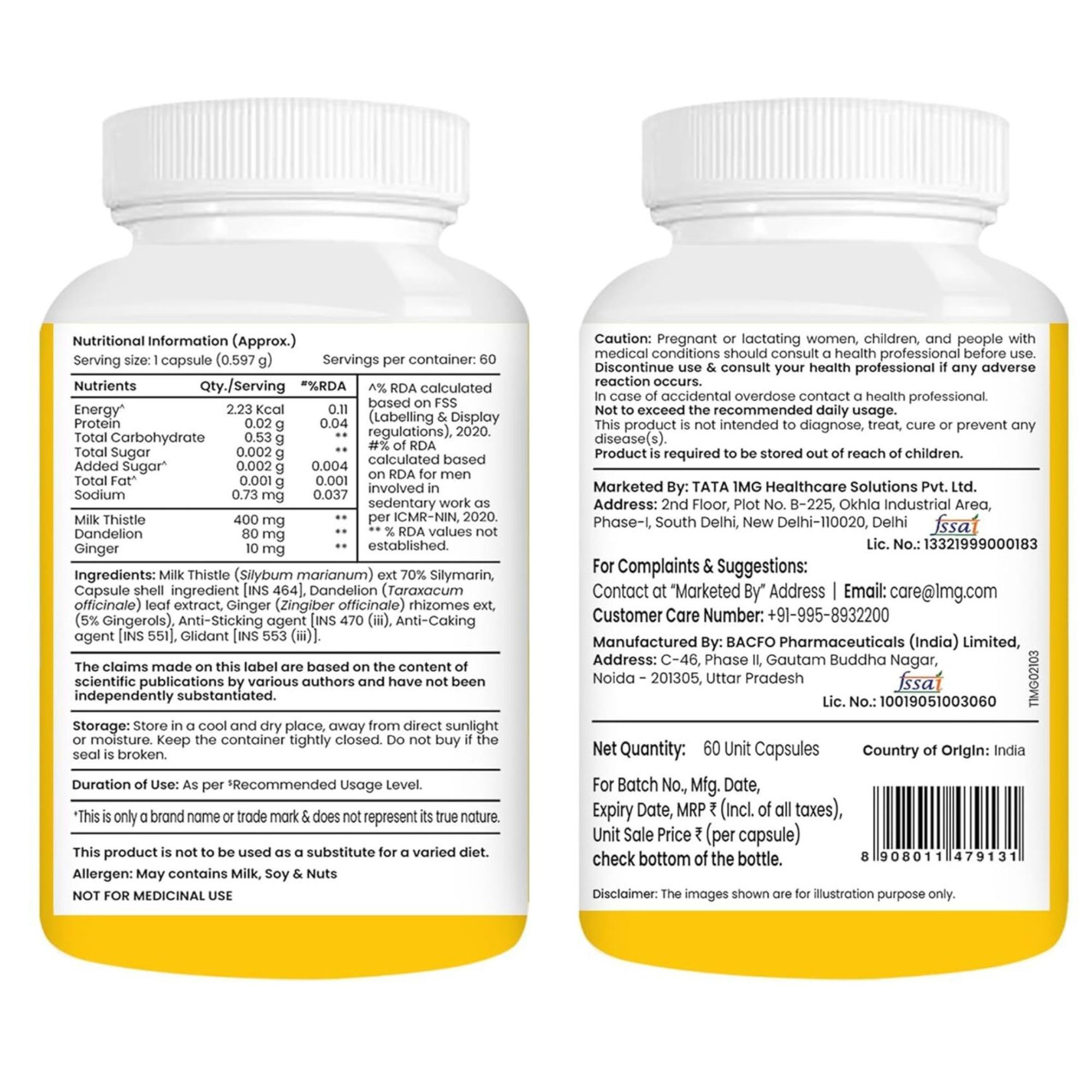 TATA 1mg Milk Thistle Capsules – Silybum marianum