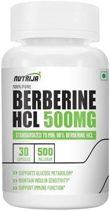 NutriJa Berberine HCL 98% Purified 500mg Capsules 30 – Ayurvedic Herb