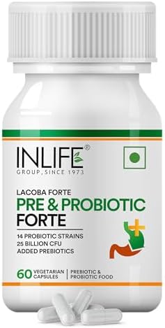 INLIFE Probiotics Forte CFU, 14 Strains — 60 Veg 25Billion Capsules 60 – Ayurvedic Herb