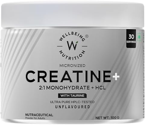 Wellbeing Nutrition Creatine Monohydrate + HCL + Taurine Powder – Amino Acid