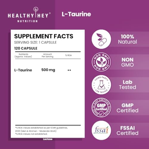 HealthyHey L-Taurine Capsules 120 – Amino Acid