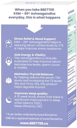 BBetter Ashwagandha KSM-66 Capsules 120 – Withania somnifera