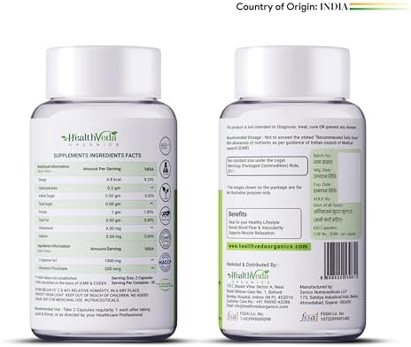Health Veda L-Arginine with Chromium 1000mg Capsules 60 – Vegetarian Mineral