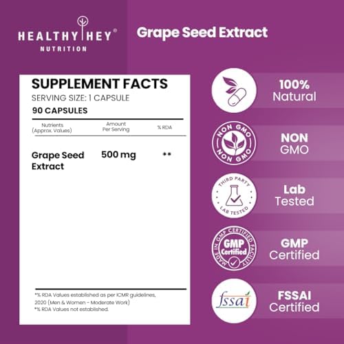 HealthyHey Grape Seed Extract 95% Capsules – Vitis vinifera seed