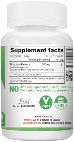 NutriJa Rhodiola Rosea Root Extract 500mg Capsules 60 – Herbal Extract