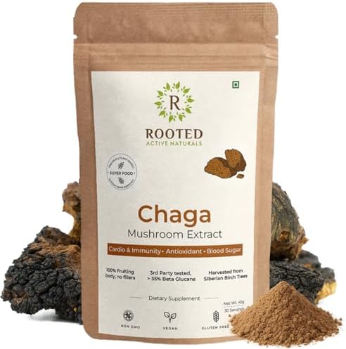 Rooted Actives Siberian Chaga Mushroom Capsules – Inonotus obliquus