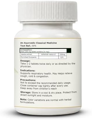 Pure Nutrition Vasaka Tablets 90 – Adhatoda Vasica Ayurvedic Herb