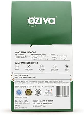 OZiva Biotin Hair Multivitamin Gummies 30 – Vitamin Supplement