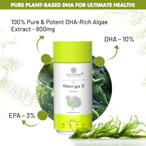 Nutriherbs Omega-3 Plant-Based DHA & EPA 800mg Capsules – Ayurvedic Herb