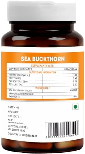Sea Buckthorn 500mg Capsules – Hippophae rhamnoides