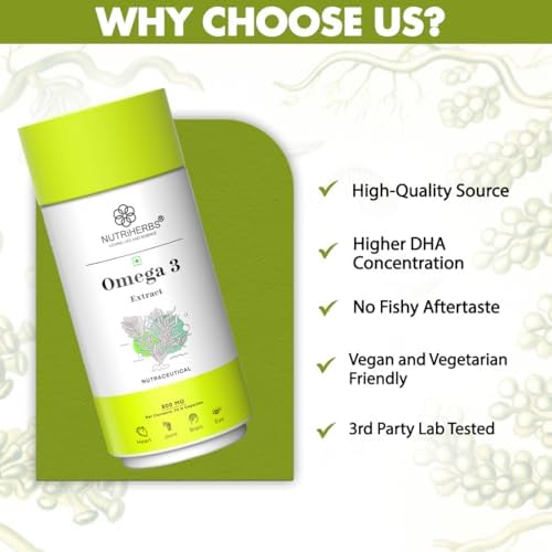 Nutriherbs Omega-3 Plant-Based DHA & EPA 800mg Capsules – Ayurvedic Herb