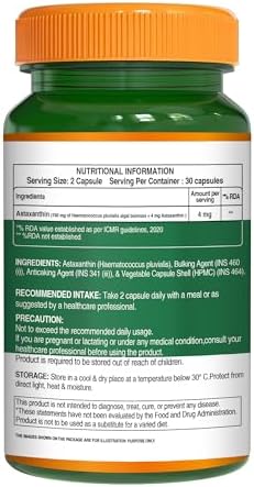 Pure Nutrition Astaxanthin 4mg Capsules 60 – Ayurvedic Herb