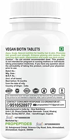 Propeptides Biotin with Vitamin C & Keratin 10000mcg Tablets – Vitamin Supplement