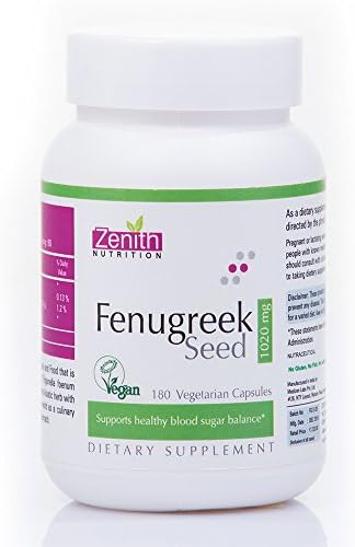 Zenith Nutrition Fenugreek Seed 1020mg Capsules 120 – Trigonella foenum