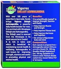 Zandu Vigorex Shilajit + Ashwagandha Capsules – Withania somnifera