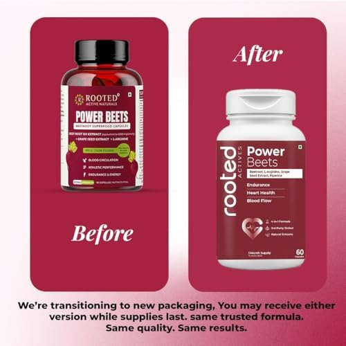 Rooted Actives Power Beets 10:1 Beetroot Extract Capsules – Beta vulgaris