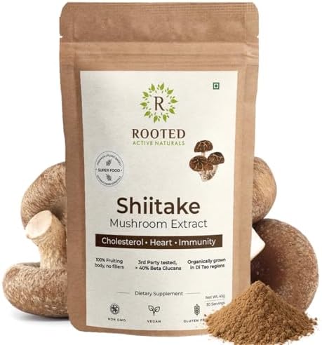 Rooted Actives Shiitake Mushroom Powder 45g – Lentinula edodes