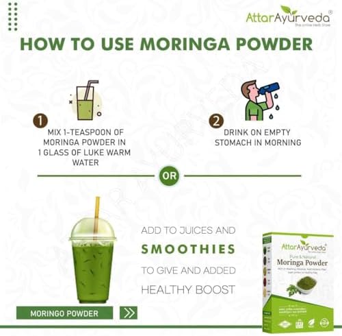 Attar Ayurveda 100% Moringa Leaf Powder 200g – Moringa oleifera