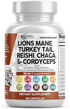 Lion's Mane 20-in-1 Mushroom Complex with Turkey Tail Capsules – Hericium erinaceus