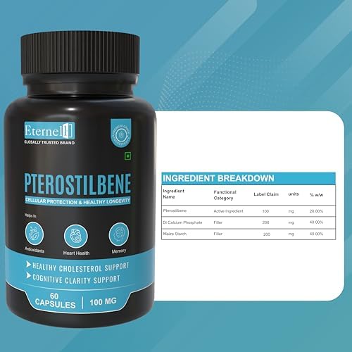 Eternell Pterostilbene 100mg Capsules 60 – Antioxidant Stilbene