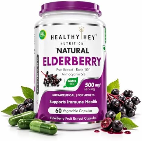 HealthyHey Nutrition Natural Elderberry Extract Capsules 60 – Sambucus nigra