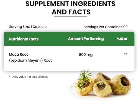 Himalayan Organics Maca Root Extract 90 Veg 800mg Capsules 90 – Lepidium meyenii