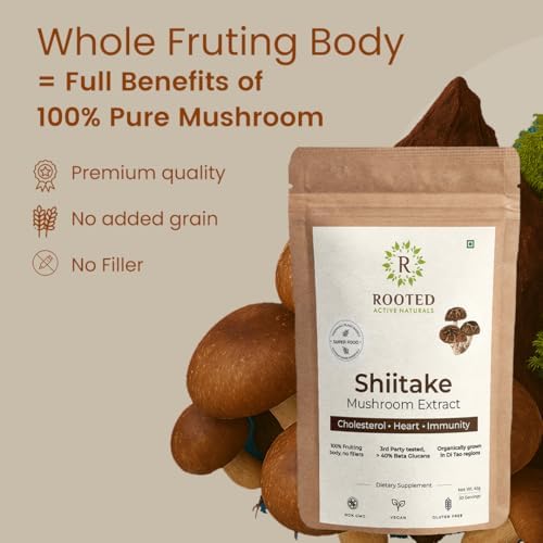 Rooted Actives Shiitake Mushroom Powder 45g – Lentinula edodes