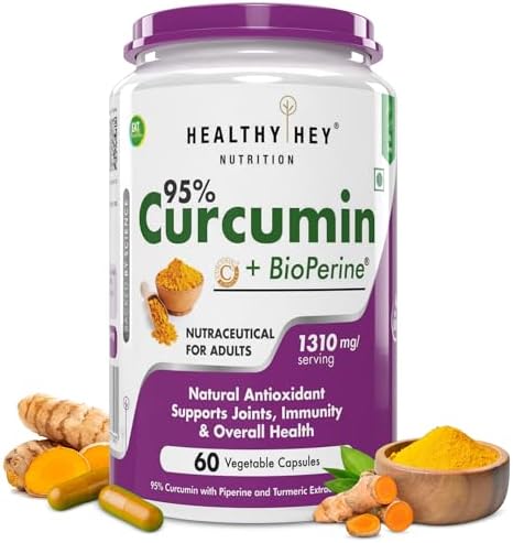 HealthyHey Nutrition Curcumin with Bioperine Capsules – Curcuma longa