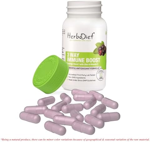 Herbadiet Elderberry with Vitamin C & Zinc Capsules – Sambucus nigra