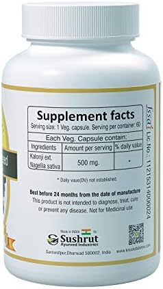 Sushrut Kalonji (Black Seed) Capsules 500mg 60 – Nigella sativa