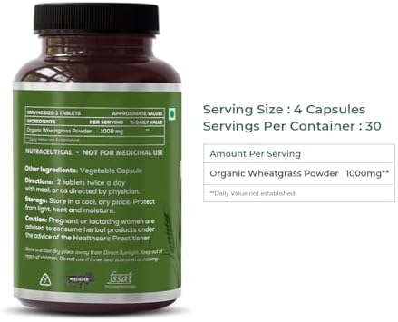 SAPTAMVEDA Organic Wheat Grass Tablets 120 – Triticum aestivum