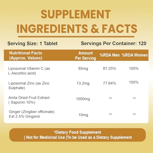 Himalayan Organics Liposomal Vitamin C with Amla & Zinc Tablets 120 – Vitamin Supplement