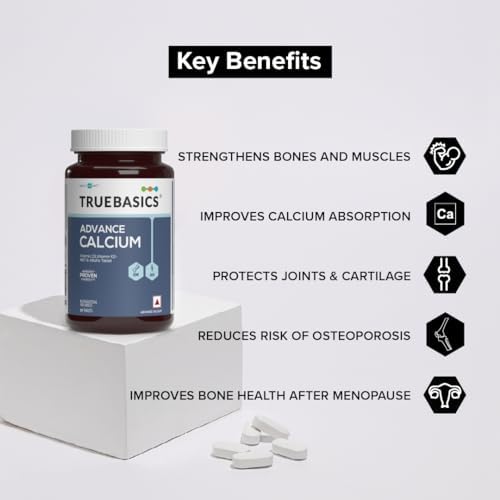 TrueBasics Calcium + Vitamin D3 & K2-MK7 Tablets 90 – Vitamin Supplement