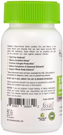 Herbadiet Elderberry with Vitamin C & Zinc Capsules – Sambucus nigra