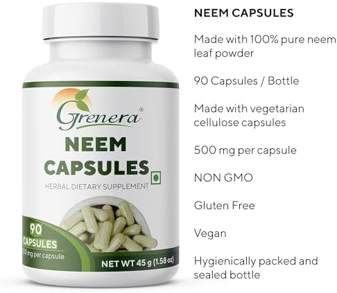 Grenera Neem & Turmeric Capsules Combo Capsules – Azadirachta indica