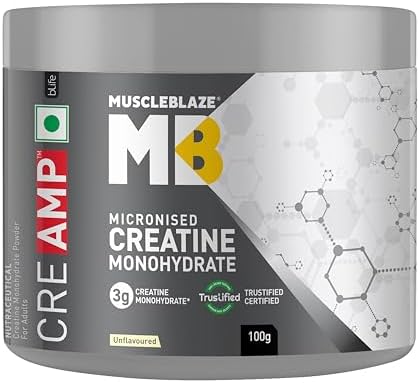 MuscleBlaze Micronised Creatine Monohydrate CreAMP Capsules 100g – Amino Acid