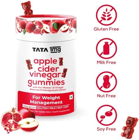 Tata 1mg Apple Cider Vinegar Gummies with Mother & Beetroot Gummies 30 – Ayurvedic Herb