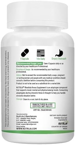 NutriJa Rhodiola Rosea Root Extract 500mg Capsules 60 – Herbal Extract