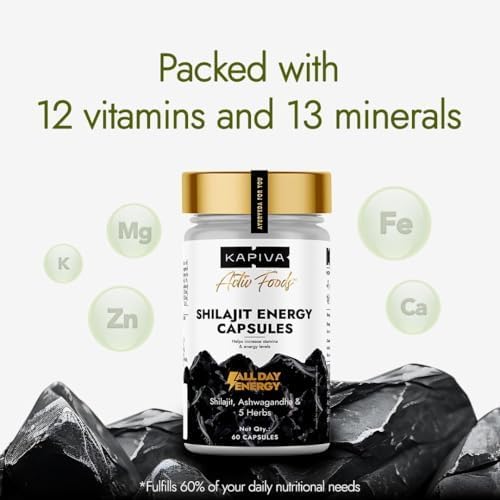 Kapiva Shilajit Energy Capsules with Ashwagandha Capsules 60 – Withania somnifera