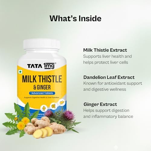 Tata 1mg Milk Thistle 70% Silymarin Capsules 60 – Silybum marianum