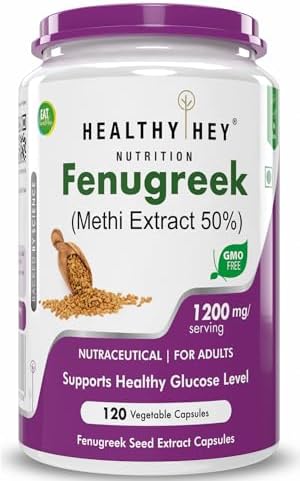 HealthyHey Nutrition Fenugreek Seed Extract Capsules 120 – Trigonella foenum