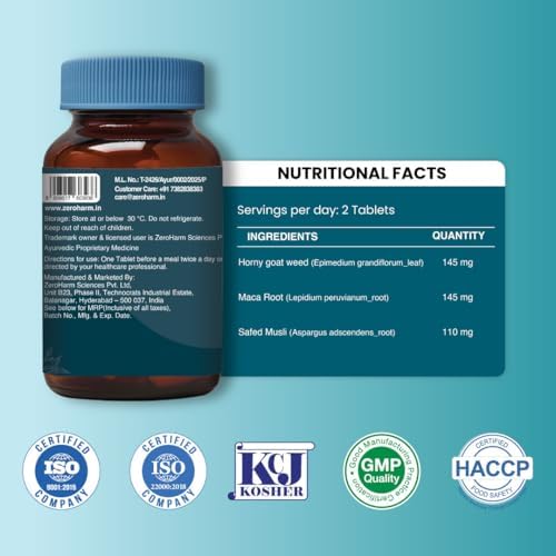 ZeroHarm Maca, Musli & Horny Goat Weed Tablets – Lepidium meyenii