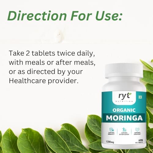 Ryt Nutrition Organic Moringa 60 Veg 1200mg Tablets – Moringa oleifera