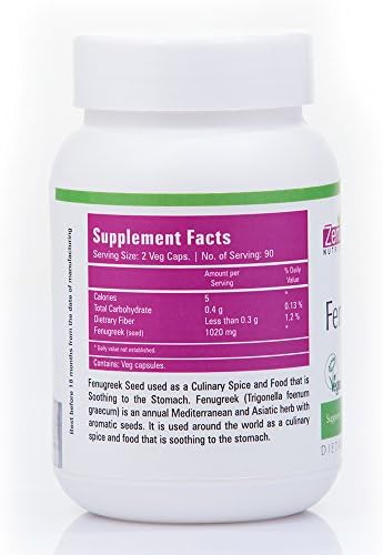 Zenith Nutrition Fenugreek Seed 1020mg Capsules 120 – Trigonella foenum