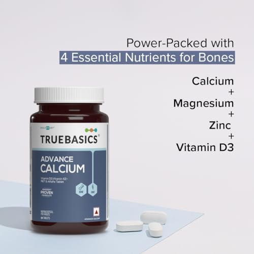 TrueBasics Calcium + Vitamin D3 & K2-MK7 Tablets 90 – Vitamin Supplement