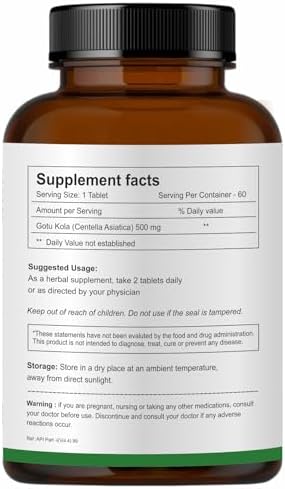 Herb Essential Gotu Kola 500mg Tablets 60 – Centella asiatica