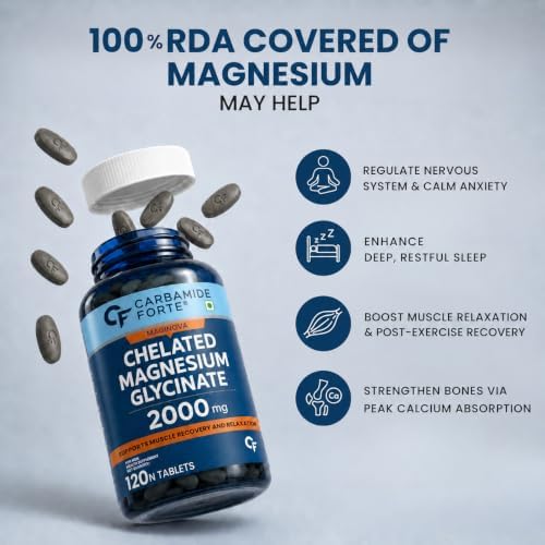 Carbamide Forte Magnesium Glycinate 120 Veg 2000mg Tablets – Vegetarian Mineral