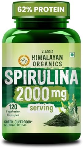 Himalayan Organics Spirulina 2000mg Capsules 120 – Arthrospira platensis