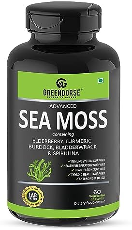 Greendorse Irish Sea Moss 7-in-1 with Spirulina & Bladderwrack Capsules – Ayurvedic Herb